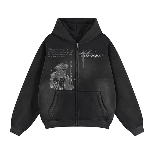 A Sheppard Two-way Zipper Boxy Fleece Hoodie
